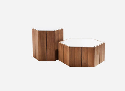 Tables basses hexagonales couleur océan : 20 % de réduction